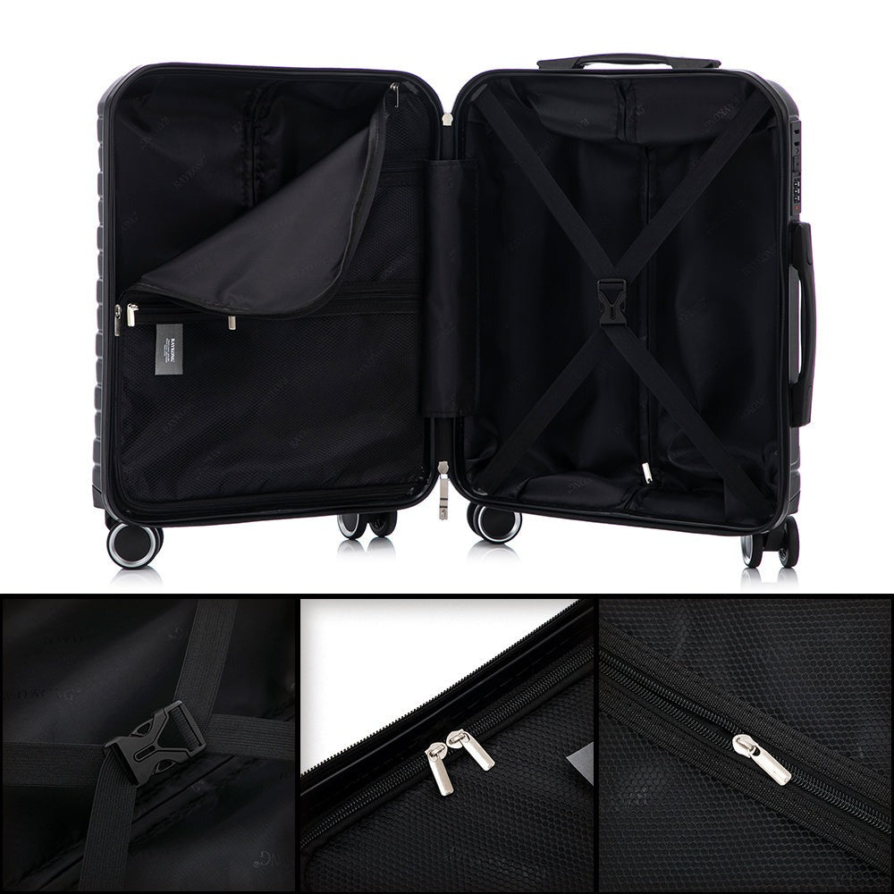 Juego de 3 Maletas 55x40x20cm ABS+Policarbonato | Maleta Mediana Expandible 66x45x27.50 - 30cm Extendido - 23kg | Neceser 29cm | Semirrígida trolley 4 ruedas giratorios a 360º cierre numérico - Negro/AzulMarino/RosaDorado/Turquesa/Menta/Verde/Amarillo/Ros