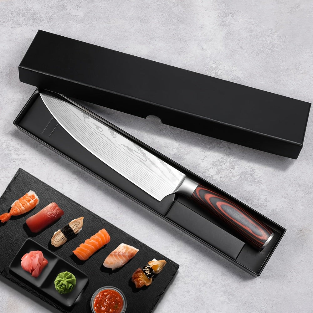 Juego de cuchillos de cocina 1/3 piezas, cuchillos de cocina forjados a mano, cuchillo Santoku de 20 cm, cuchillo para rebanar de 12.5 cm, cuchillo para pelar de 9.5 cm, adecuado para cocina casera, hoteles, restaurantes, regalos de cocina para vacaciones