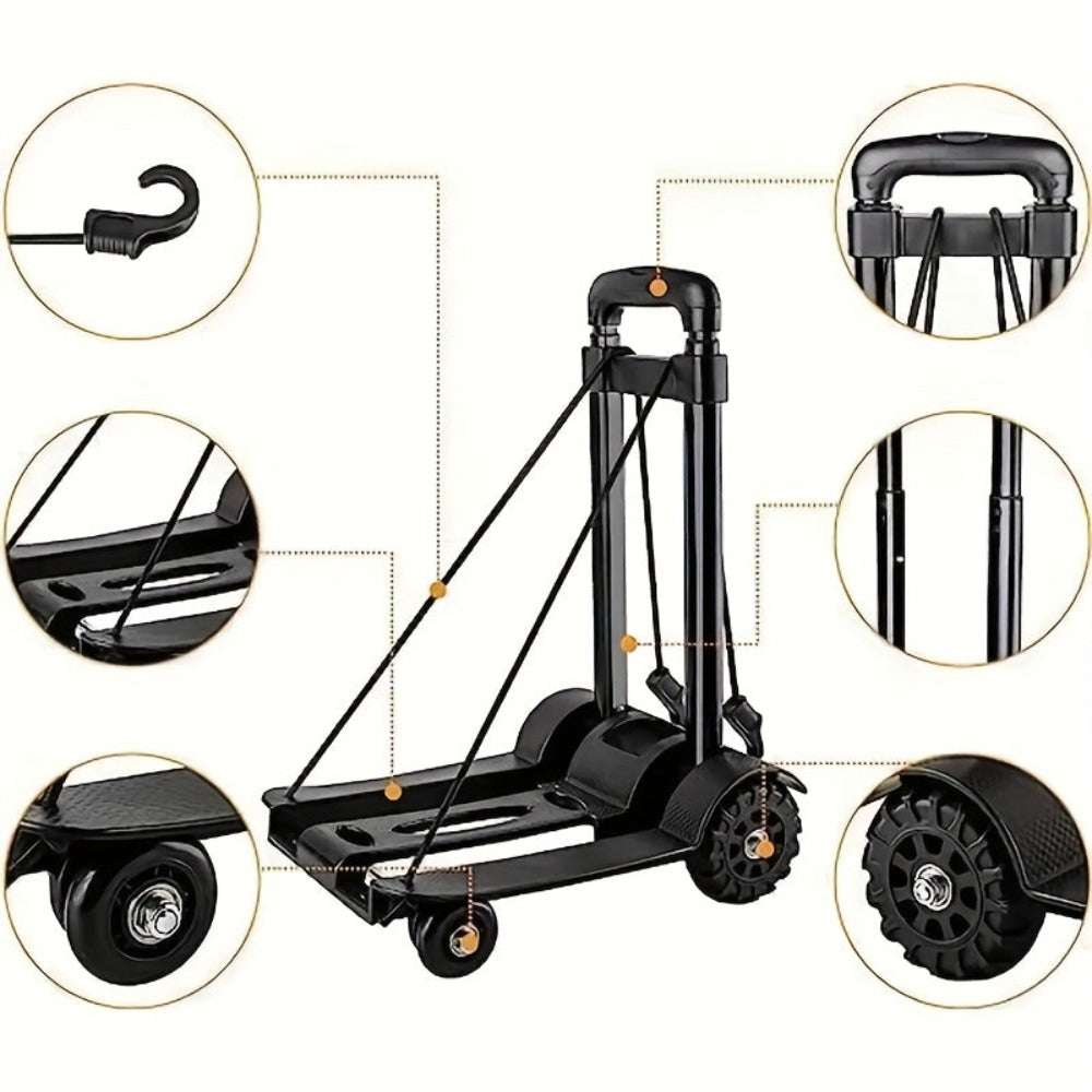 Carro Plegable de Alta Resistencia con Mango Antideslizante y Ruedas Amortiguadoras - Capacidad 77.11 KG, Estructura de Metal Aleado, Agarres de Goma Antideslizantes, Diseño Compacto para Mudanzas, Almacén, Viajes, Equipaje - Ideal para Hogar, Oficina, Us