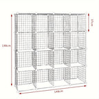 1pc Estante Moderno, Estante, Diseño de Cubo de Estante, Estantes de Alambre Ajustables Individualmente, 16 Compartimentos, Hecho de Alambre , Estante de Pie