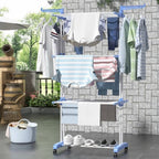 Tendedero de ropa, 4 Niveles Tendederos Plegables Vertical con Ruedas Amplio Espacio de Secado Tendederos, Acero Inoxidable Tendal para Exterior y Interiores