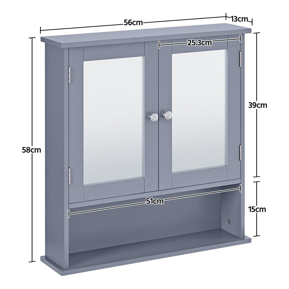 Costoffs Armario con Espejo para Baño con Puerta de Espejo, Armario Colgante para Baño con Espejo de Pared con 3 Estantes 56 Cm X 13 Cm X 58 Cm