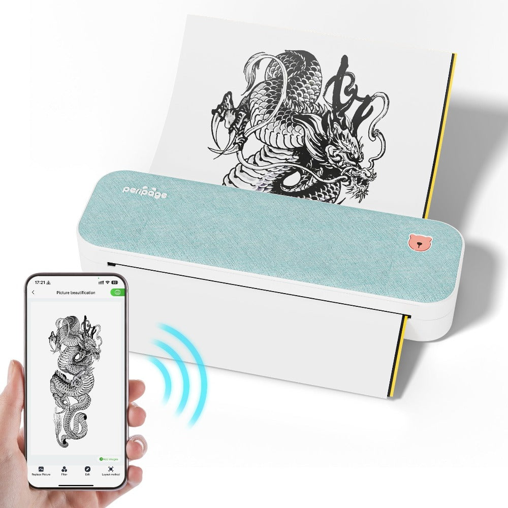 Peripage A40, Mini Impresora, Impresora Térmica Portátil, Soporta 20.98cm X 29.69cm Carta US, Impresora Móvil Inalámbrica Sin Tinta para Viajes, Compatible con Android e iOS, Imprime Docs, Papel de Tatuaje