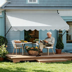 Funda para toldo de balcón con abrazadera, cubierta para toldo de balcón con manivela, sin perforación, altura ajustable para balcón y jardín