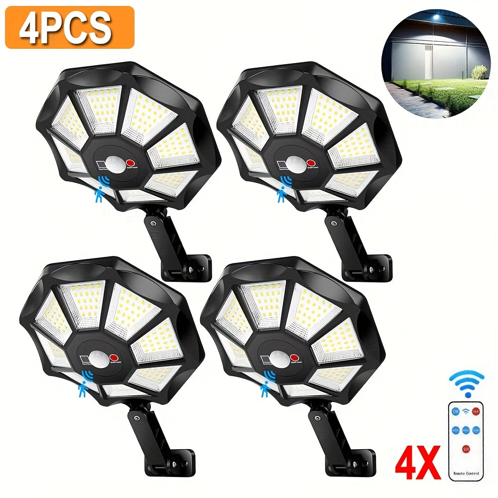 Luz solar exterior | 2/4 piezas Luces de calle solares con sensor de movimiento y control remoto, 3 modos de iluminación, luces solares de