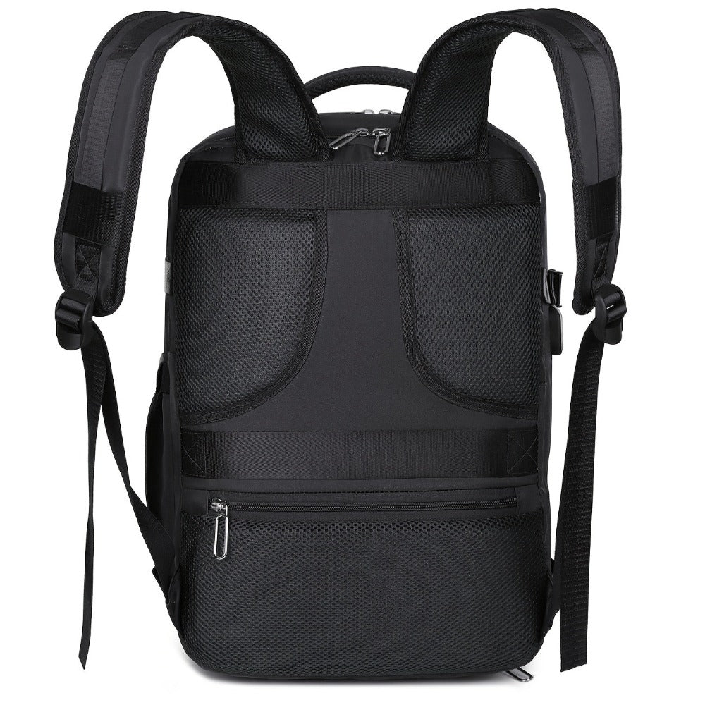 La mochila está hecha de tela Oxford de alta calidad, con un compartimento de viaje de separación seca y húmeda, color sólido, mochila simple y de gran capacidad con compartimento independiente para zapatos, ideal para viajes, desplazamientos y escuela