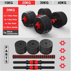 Conjunto de mancuernas ajustables 2 en 1, con barras, multifuncionales 10KG-15KG-20KG-30KG. Conjunto de pesas con conexión de barra combinable libremente, 10/15KG/20KG/30KG... Ajustable, mancuernas cortas y largas, cierres en forma de estrella y tubo de c