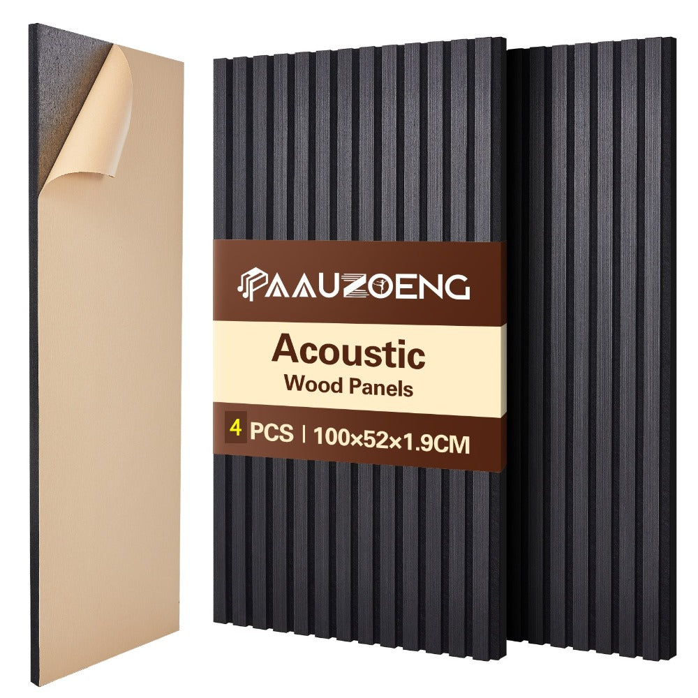 Paneles Acústicos Autoadhesivos Juego de 2 piezas 4 piezas 6 piezas 8 piezas 100X52Cm, Paneles de Pared Insonorizantes con Reducción de Eco Hechos de Veneración de Madera - Paneles Acústicos de Madera para Decoración de Pared Sala de Estar, Oficina y Ofic