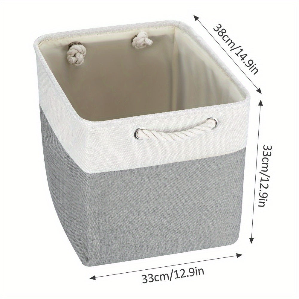 Contenedor de Almacenamiento Plegable con Asas, Cesta de Tela para Organizar Estantes, Gabinetes y Armarios; Robusto y Ligero para la Organización del Hogar, Cestas para Estantes