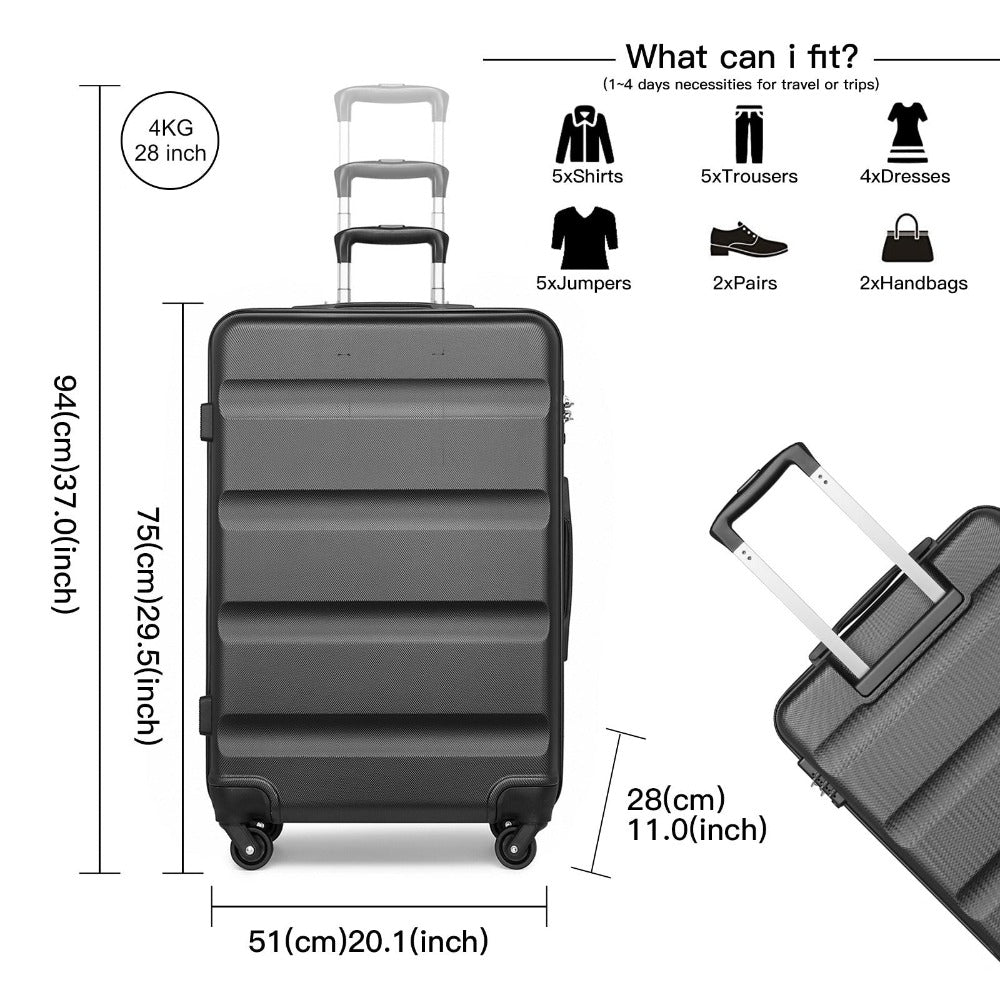 1 Maleta Mediana de 66x45x26cm con Carcasa Dura de ABS, Equipaje de Mano, Maleta de Viaje con Ruedas Giratorias 4 en Dirección Diversa y Candado TSA, Regalo de Regreso a Clases y Vacaciones