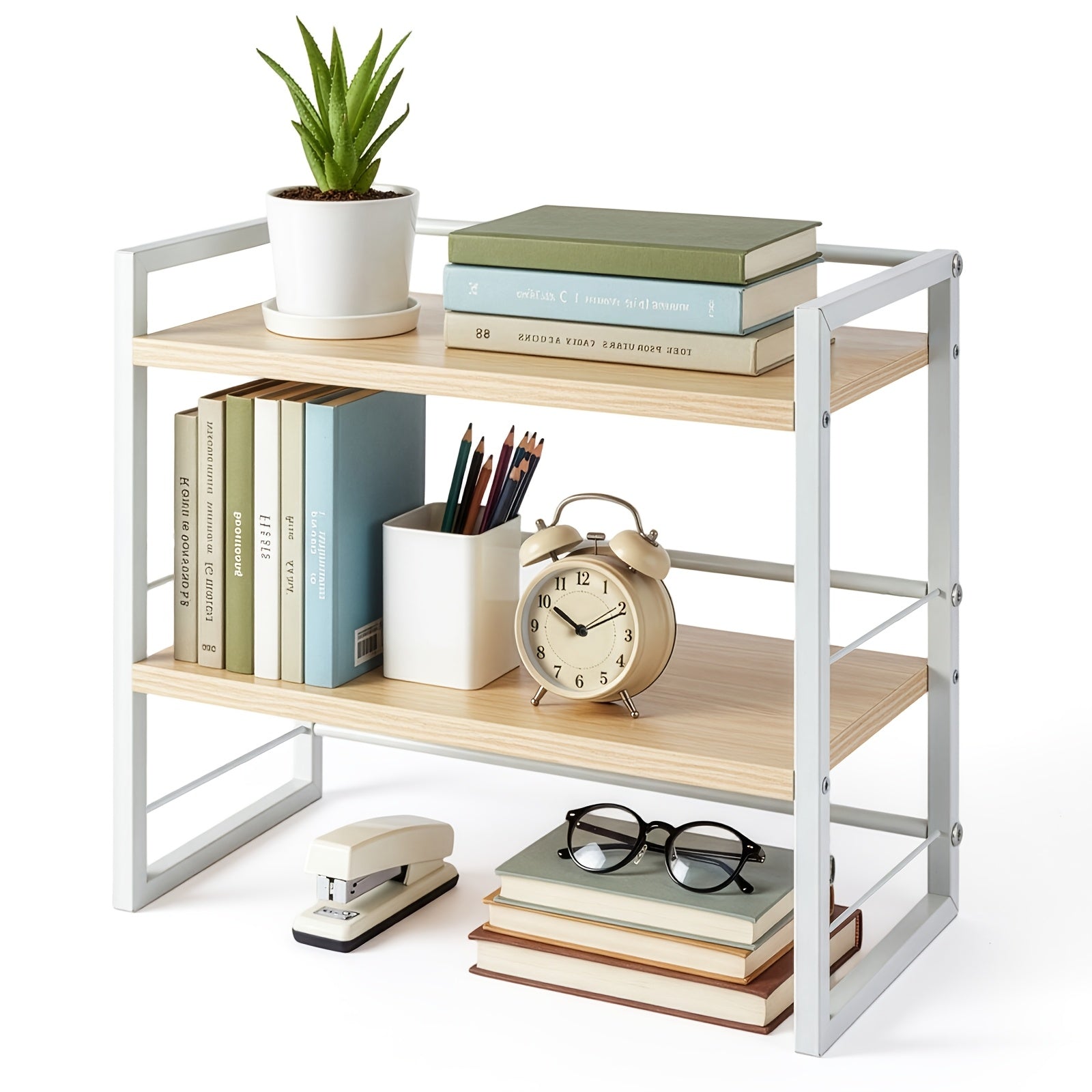 Organizador de estante de escritorio de madera, estantería de escritorio de oficina, estante de almacenamiento y decoración de gabinete, estante para escritorio y tocador, accesorio de estantería, estante de almacenamiento