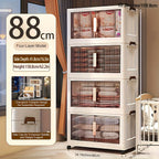 88Cm Arcenes de Almacenamiento Plegables Extra Grandes de 1/3/4/5 Niveles con Tapas, Contenedores de Plástico Apilables con Ruedas, Organizador Plegable para Armario, Dormitorio, Oficina, Cocina y Más - Casilleros de Almacenamiento Plegables y Decoración