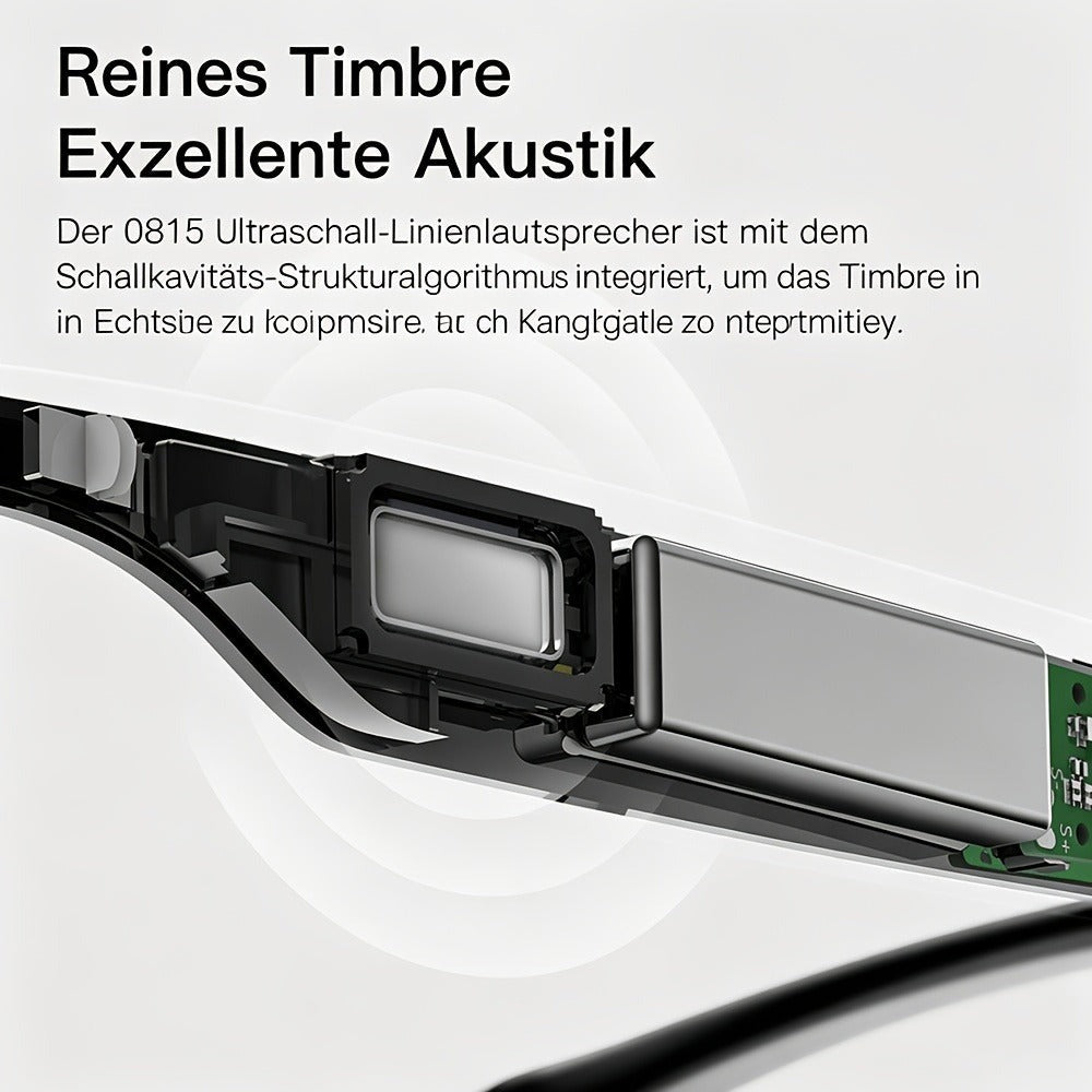Gafas de Audio Inteligentes Multifuncionales con Altavoz Integrado y Tecnología Soundwave, Compatibles Con Llamadas Inalámbricas, Responder/Rechazar llamadas, Escuchar Música en las Gafas, Control por Foto, 85mAh*2 Batería Grande, Gran Autonomía, Diseño E
