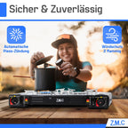 Estufa de Gas para Camping ZMC de 2 Quemadores con Adaptador LPG y Estuche de Almacenamiento – Estufa de Gas Doble con Potencia de 2.5 kW, Encendido Piezoeléctrico, Compatible con Cilindros de Gas Butano de 227g y Botellas de Gas LPG – Estufa de Gas Portá