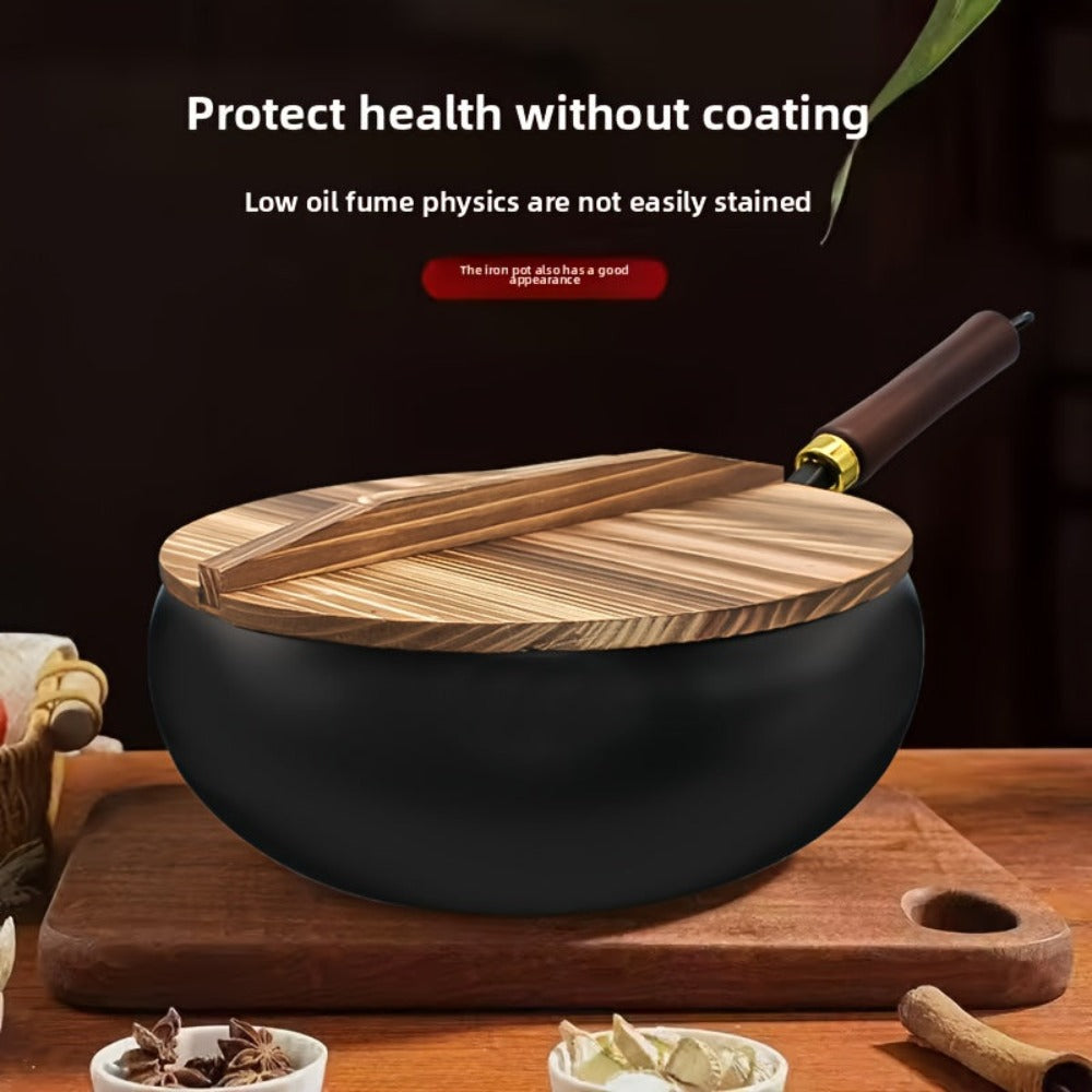 1 sartén de hierro fundido con tapa, 1 pieza, multiusos para freír y asar, diseño resistente a salpicaduras, construcción duradera a prueba de óxido y distribución uniforme del calor, sartenes para cocinar