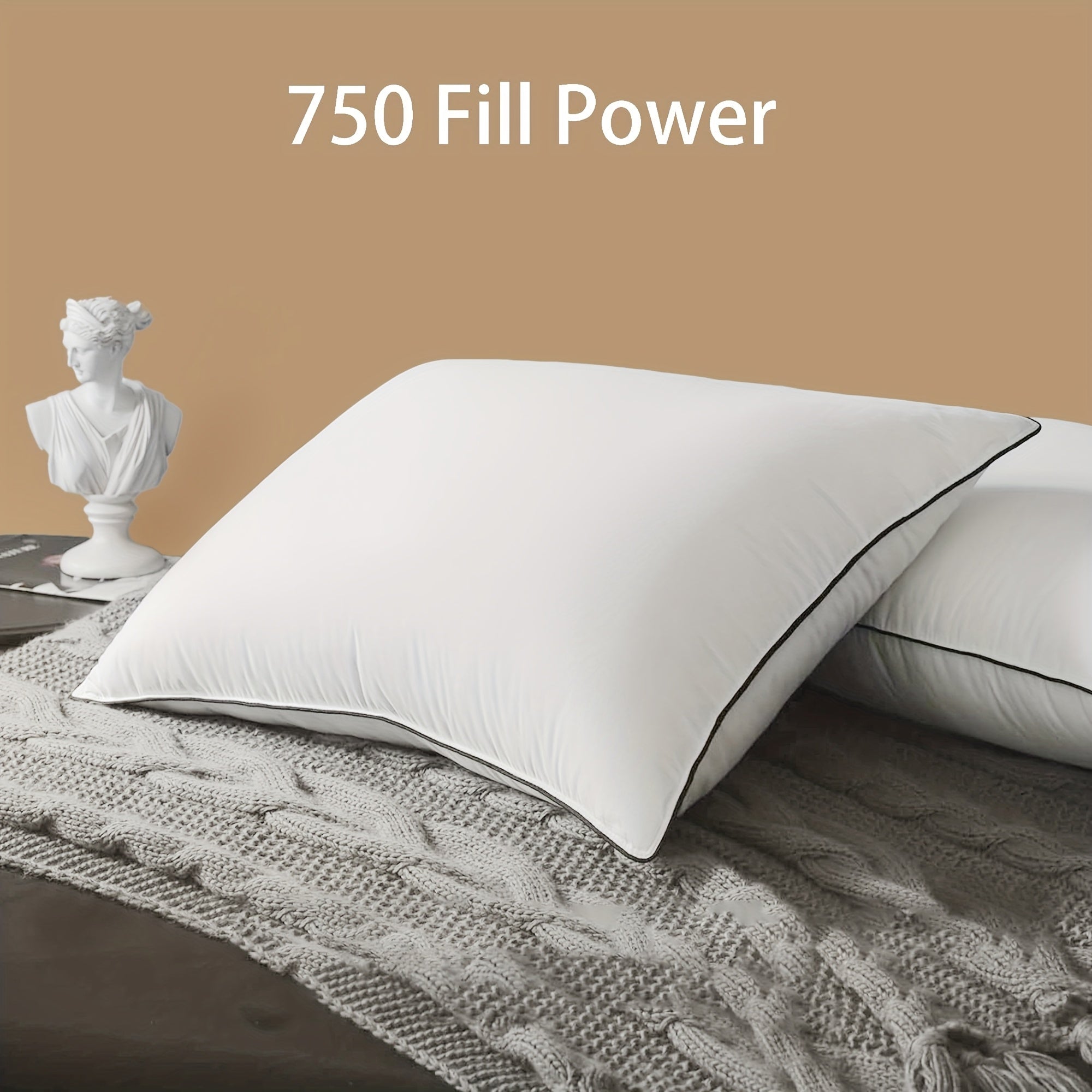 Almohada de plumas con relleno de 3 cámaras - Almohada de plumón y algodón 100 % egipcio, cómoda, suave y de apoyo
