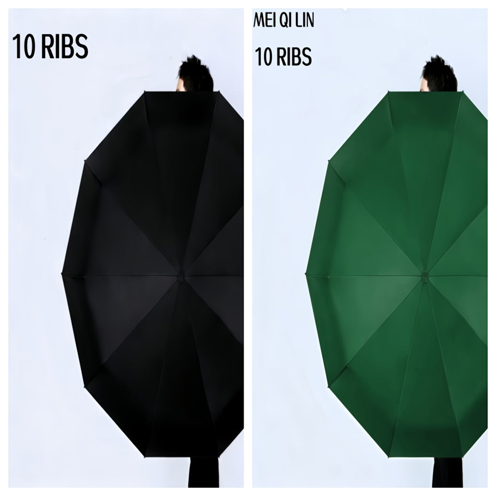 Paraguas de  10 Varillas, Paraguas de Viaje Plegable con Apertura y Cierre Automático, Marco de Acero Aleado Resistente, Diseño Ligero Adecuado para Mochilas/Bolsos (con un Tamaño Plegado de 38.1 cm), Talla Única para Todos