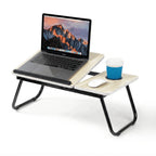 Mesa plegable para cama y sofá con altura ajustable de 5 niveles, bandeja con superficie ajustable y portavasos, mesa pequeña multifunción para ordenador, libros, trabajo y estudio en casa (56x32x25cm)