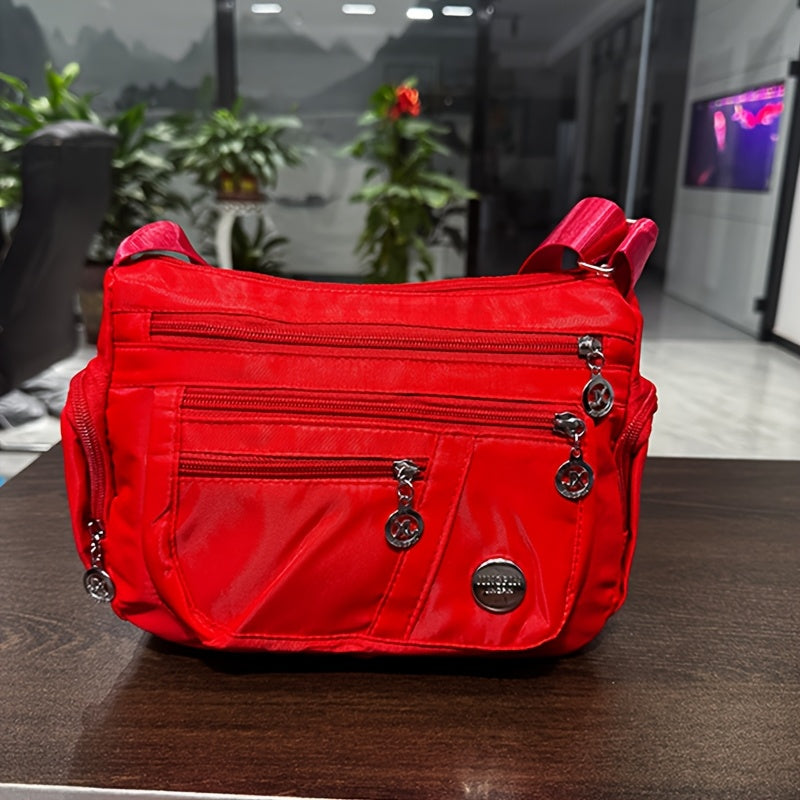Lingzhikang Bolso Bandolera Unisex Casual - un Bolso de Hombro Espacioso con Múltiples Bolsillos y Correas Ajustables, Hecho de Forro Ligero y Duradero. La Versión Negra Presenta Detalles de Borlas