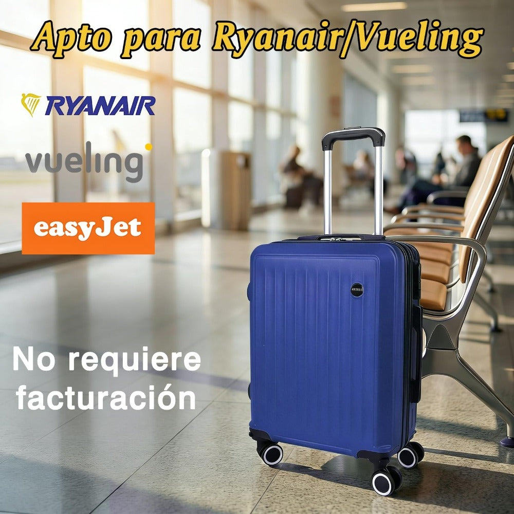 Maleta De Cabina Exclusiva Para Vuelos Europeos, Ideal Para Vacaciones De Verano Y Viajes A La Playa. Dimensiones Precisas De 55×40×20 Cm, Diseño Rígido Resistente Con 4 Ruedas Giratorias 360°, Tirador Telescópico Suave Y Cerradura De Seguridad. Ligera Y