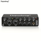 Interfaz de audio profesional Depusheng, tarjeta de sonido, 24 bits/192 kHz, XLR y alimentación fantasma, para guitarra eléctrica, PC/streaming/Win, alimentación por USB