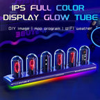 Reloj digital RGB de tubo Nixie con luz de noche y cable USB, reloj analógico IPS que brilla, compatible con calibración de hora Wi-Fi, control por aplicación, modo clima, para decorar escritorio, habitación, para regalo