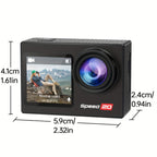 Cámara de Acción 4K HD, con Kit de Accesorios Completo, Pantalla OLED de 1.4 Pulgadas, Estabilización de Imagen Digital, Control de Exposición Automático, Conectividad WiFi, Formato MP4, Lente Ojo de Pez, Enfoque Automático Híbrido, Medición de Peso Centr