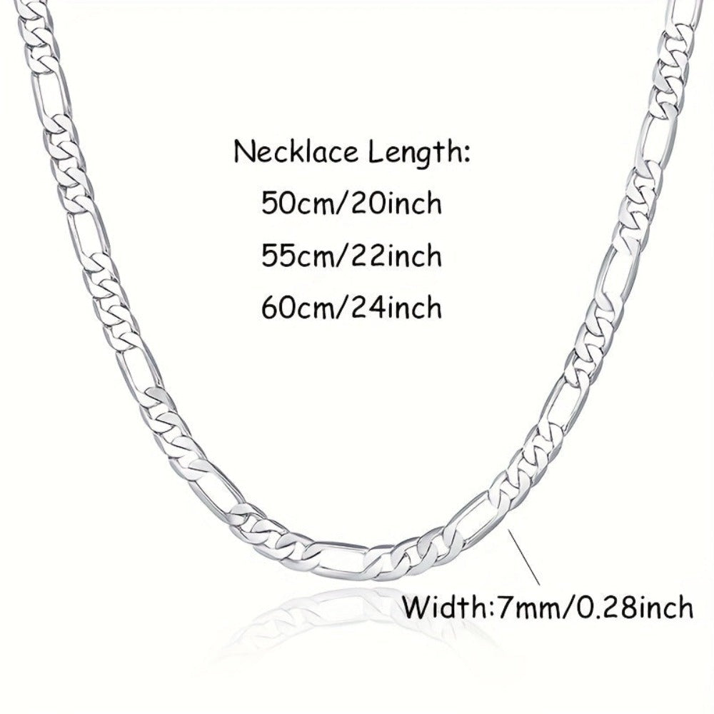 ARTPAGE Cadena Plateada 925 de Plata Esterlina Collar de Moda Figaro Plateado Collar de Moda Urbana Encanto Unisex Regalo para Hombres Día de San Valentín Día del Padre Cumpleaños Navidad con Caja de Regalo