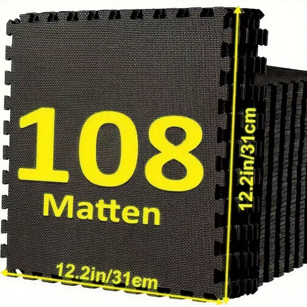 96/108 piezas de tapetes de gimnasio entrelazados de espuma EVA, 30 x 30 cm, tapetes de ejercicio tipo puzzle con baldosas para el suelo, suelo para gimnasio en casa, equipo de ejercicio, tapete de fitness, ideal para yoga, pilates y fitness en casa
