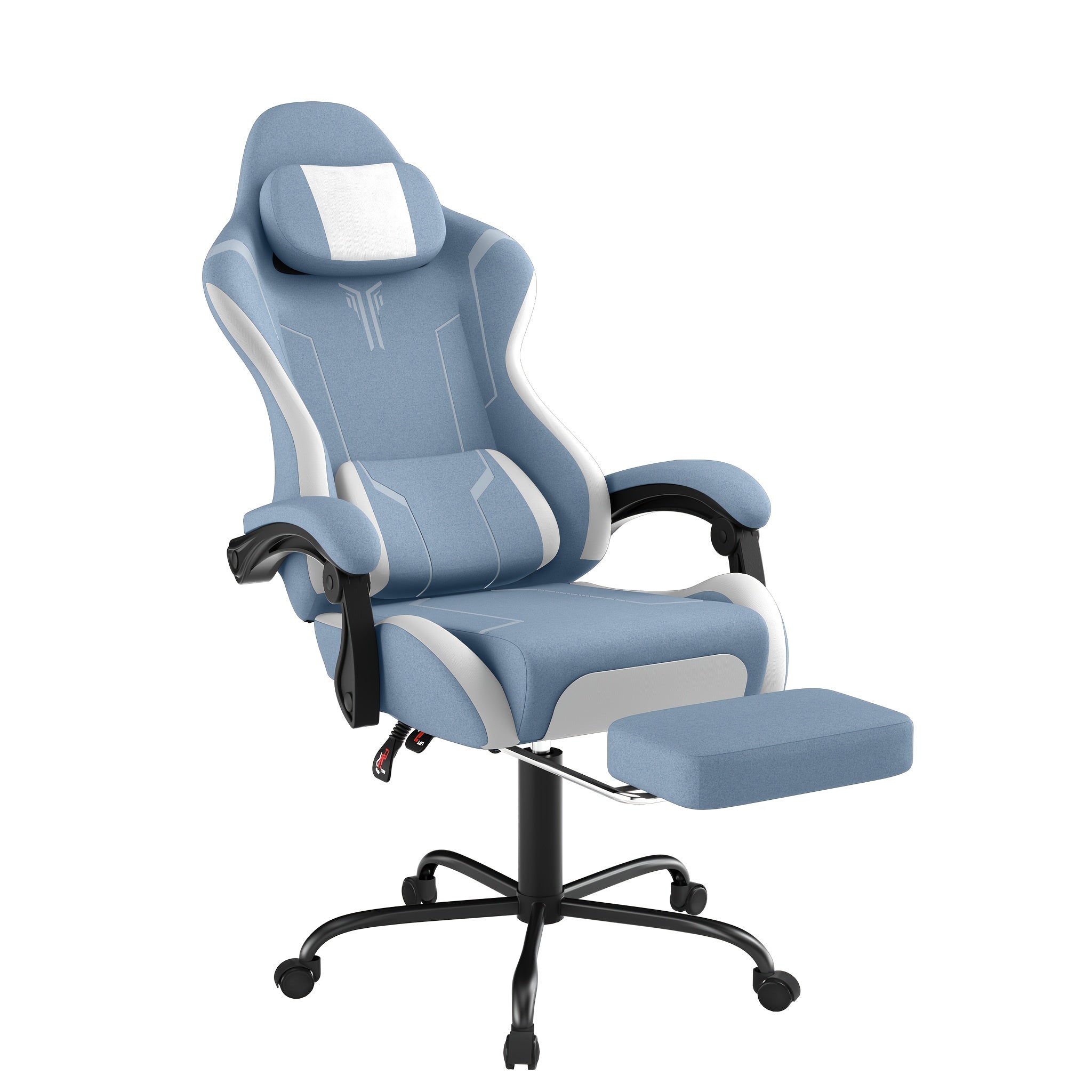 Silla Gaming Ergonómica con Soporte Lumbar Ajustable, Reposacabezas, Reposabrazos y Reposapiés, Ideal para Oficina y Gaming en PC, con Inclinación de 135° y Capacidad de Peso de 150 Kg