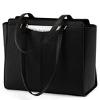 RAINSMORE Bolso para portátil de 14 pulgadas para mujer, bolso de mano de cuero sintético , bolso de hombro para desplazamientos, adecuado para oficina de negocios y escuela, , talla M