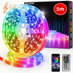 Tiras de luces LED inteligentes para dormitorio 5m, RGB con control remoto aplicación