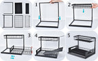 Organizador para debajo del fregadero, estante de almacenamiento para debajo del fregadero, estante organizador extraíble, estante de almacenamiento multifuncional de doble capa para artículos diversos, estante de almacenamiento deslizante de gran capacid