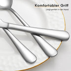 Juego de vajilla de acero inoxidable de 60 piezas para 12 personas con cuchillos, tenedores y cucharas. Ideal para restaurantes, fiestas, bodas, artesanía clásica de tiras. Mangos ergonómicos y diseño de alta calidad. Agarre cómodo. Lavable con lavavajill