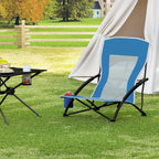 Silla de camping plegable para exteriores, 1 pza./2 pzas., con portavasos y bolso de mano, reposabrazos acolchados engrosados, respaldo de tela de malla transpirable, silla de pesca con portavasos + juego de bolso de mano, portátil, adecuada para camping,