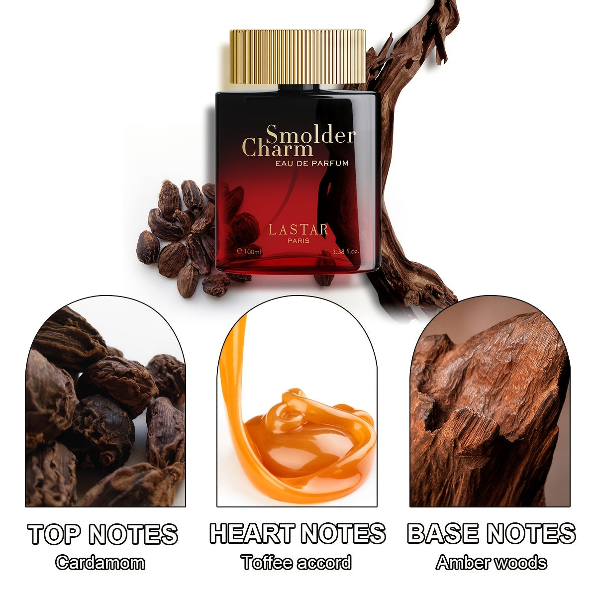 Perfume para hombre de gran capacidad - 100ml, Colonia amaderada de larga duración, Ámbar de madera, Caramelo, Cardamomo, Fragancia de larga duración, Adecuado para citas, fiestas y regalos, Regálale una sorpresa agradable, Navidad y San Valentín