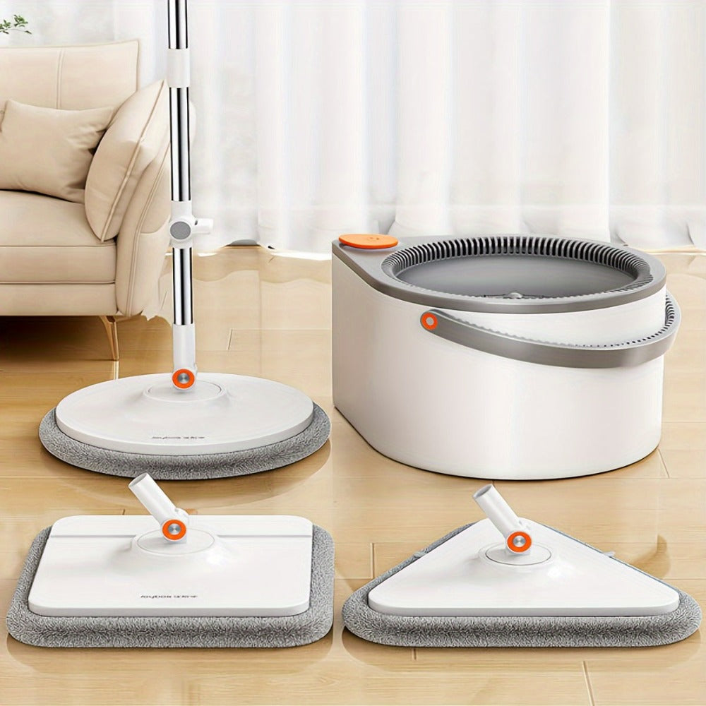Juego de Mopa Giratoria Joybos y Cubo con Escurridor para el Hogar, Separación de Aguas Residuales, Mopa y Cubo de Lavado Sin Manos, con Tres Tipos de Cabezales de Mopa, Mopa Perezosa Giratoria para Suelos, Uso Seco y Húmedo, Perfecto para el Hogar, Cocin