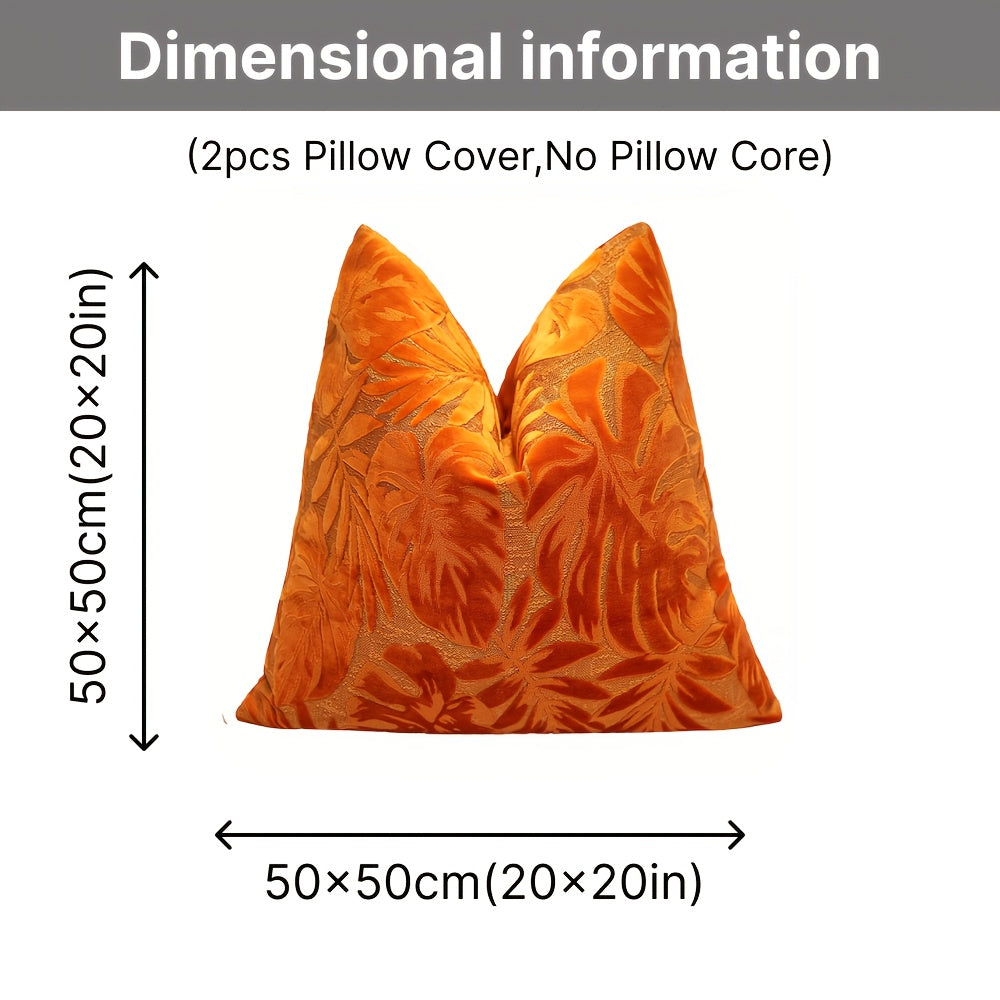 Juego de 2 fundas de almohada de terciopelo grueso, funda de cojín decorativa para sofá con plantas tropicales, funda de almohada suave y cómoda, varios colores disponibles, 45.72x45.72cm, 50.8x50.8cm, apta para sala de estar, sofá, dormitorio (sin rellen