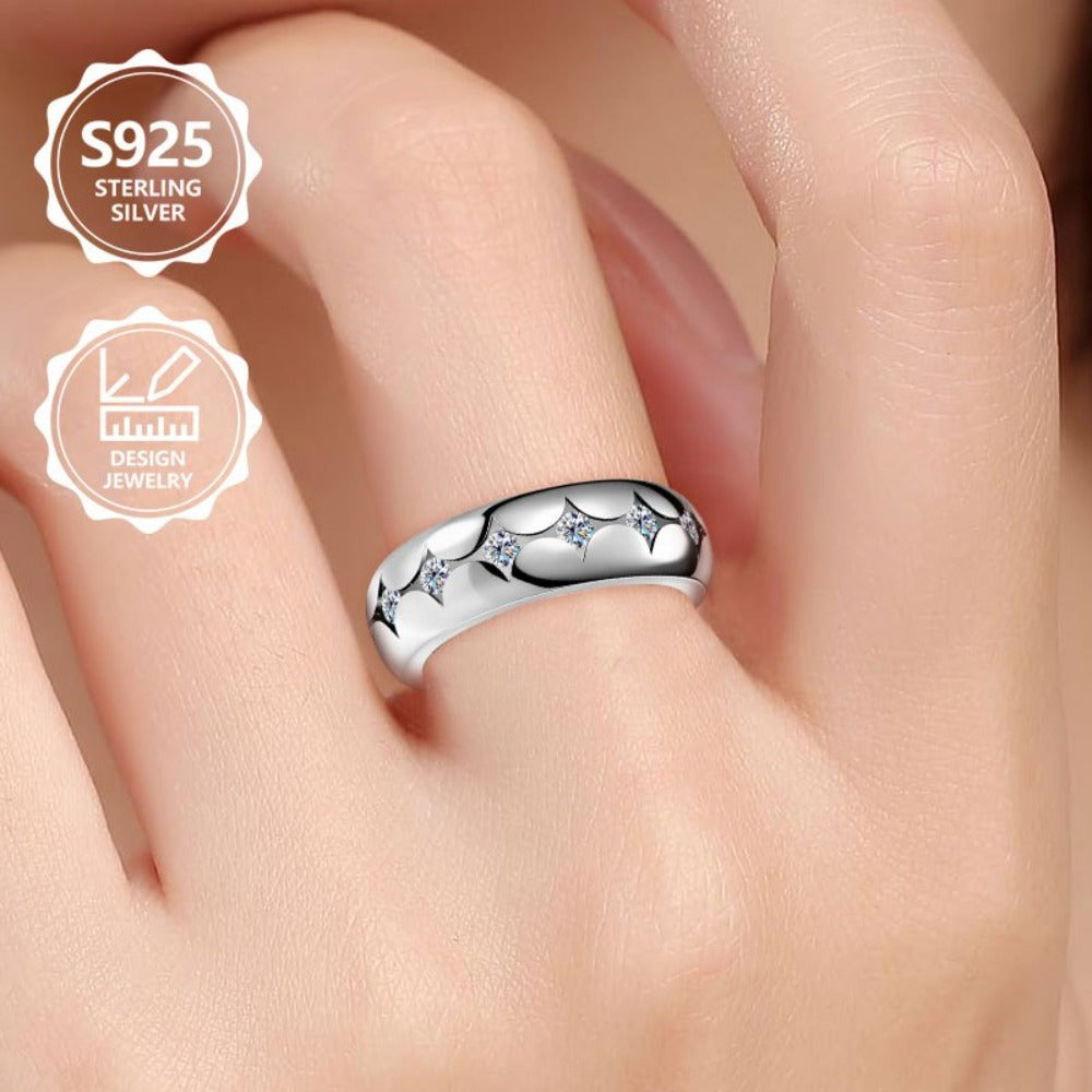 Anillo de moda para mujer, exquisito, de plata de ley 925, elegante y moderno, un anillo de joyería de alta gama para mujer con gran apariencia, adecuado para viajes de vacaciones, uso diario y es el regalo conmemorativo perfecto para amigos