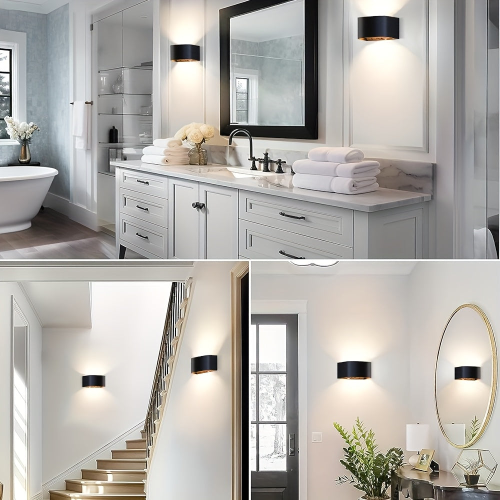 [2 piezas] Lámpara de pared a batería para interior con sensor de movimiento, control remoto, 3 colores, luz de pared, luz de pared LED para interior de luz arriba y abajo, 3 modos, lámparas de pared recargables a batería, brillo ajustable