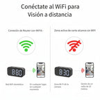 Cámara con reloj digital 1080P FHD, cámara de seguridad con tarjeta SD de 32 GB, punto de acceso AP y WiFi6, visualización remota en tiempo real, almacenamiento local, detección de movimiento, para uso en interiores en hogar, oficina y tienda inteligentes