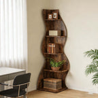 Estantería de esquina, moderna estantería de pared de esquina de 5 niveles, elegante estantería pequeña de esquina para libros, estante de almacenamiento, soporte para plantas con forma única para trastero, oficina, (1 pieza, blanca), mini estantería, est