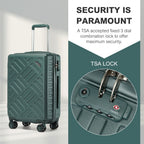 1pieza de 20/24/28 pulgadas Drak Green Sleek Geometric Pattern Hard Shell ABS+PC Maleta con cerradura TSA para viajes sin esfuerzo Regreso a la escuela Regalo de vacaciones