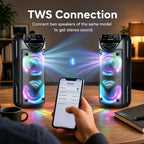 Altavoz Portátil de 8500W, Sonido Estéreo con Subwoofers Duales de 3 Pulgadas, Altavoz para Fiestas al Aire Libre, Soporte para Radio FM, Luces LED Coloridas, Compatible con TF/Radio FM/USB/Aux, Ideal para el Hogar, Fiestas, Viajes, Navidad