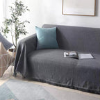 Gris Oscuro Gran Tamaño Cubierta Sofá Textura Waffle Tejido Extra Suave Duradero Fácil Limpiar Totalmente Tapizada Antideslizante Resistente Mascotas Todo Uso Todo Temporada Estilo Minimalista