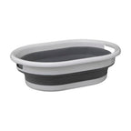 Cubo para la colada retráctil blanco y gris 21 l. Ideal para ropa sucia, Dobla, Juega, Lleva contigo.