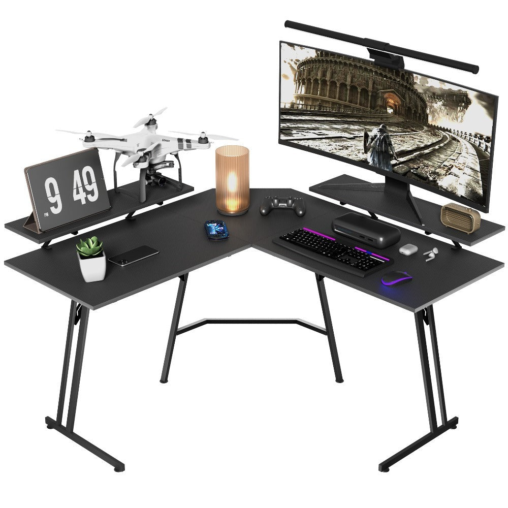 Escritorio de Esquina para Gaming 120x120cm, Escritorio en Forma de L, Mesa de Computadora para Oficina y Hogar, (con/sin Soportes para Monitor)