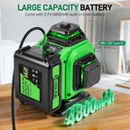 1 Juego de Nivel Láser, 16 Líneas Cruzadas Verdes, Láser 4D, con Batería Recargable, Nivel de Alta Precisión con Función de Nivelación Automática, Perfecto para Construcción y Decoración del Hogar