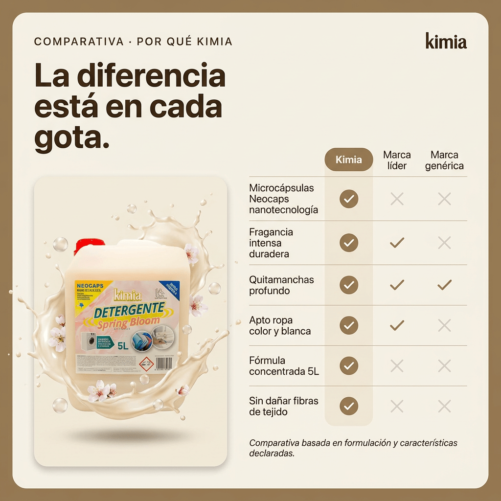 KIMIA - Detergente para Ropa PoweMax 5L | con Microcápsulas Perfumantes | Quitamanchas | Adecuado para Ropa Blanca y de Color | Fragancia Intensa | Para Todo Tipo de Tejidos | Limpieza Profunda