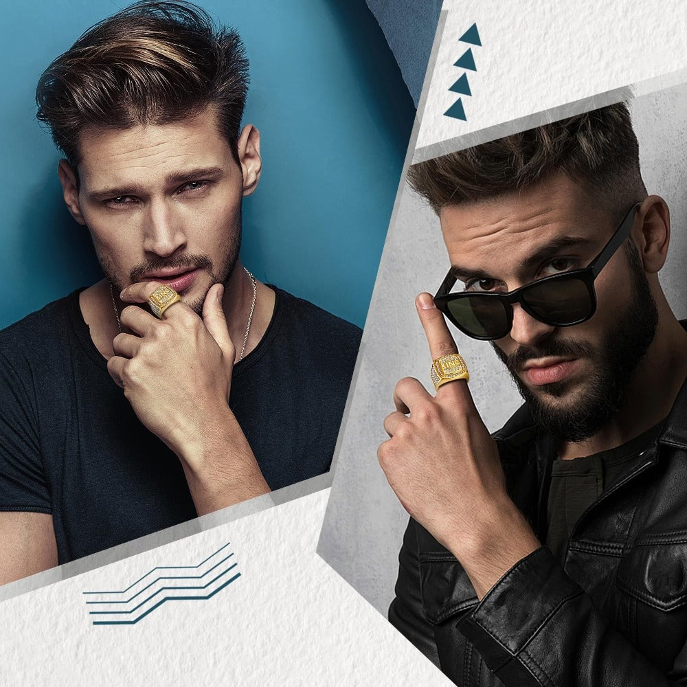 Anillo de Acero Inoxidable para Hombre de Jewelrywe: Un Anillo Hip Hop Punk Club Biker con Chapado en Oro de 18K y Circonio Sintético - Un Regalo Elegante para Fiestas de Cumpleaños, Disponible en Tallas 8-13